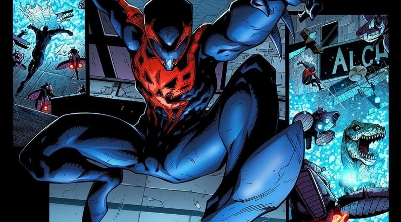 Is Miguel O'Hara's Spider-Man costume black or blue in Spider-Man 2099? -  Quora