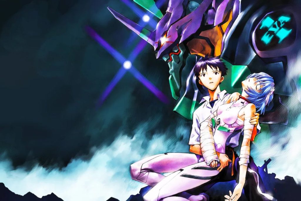 Shinji Ikari, Rey Ayanmi, and Eva Unit-01 from Neon Genesis Evangelion - Neon Genesis Evangelion blu-ray