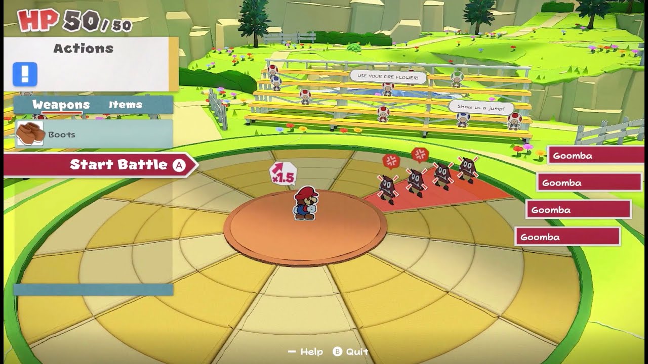 The battle system in Paper Mario: The Origami King