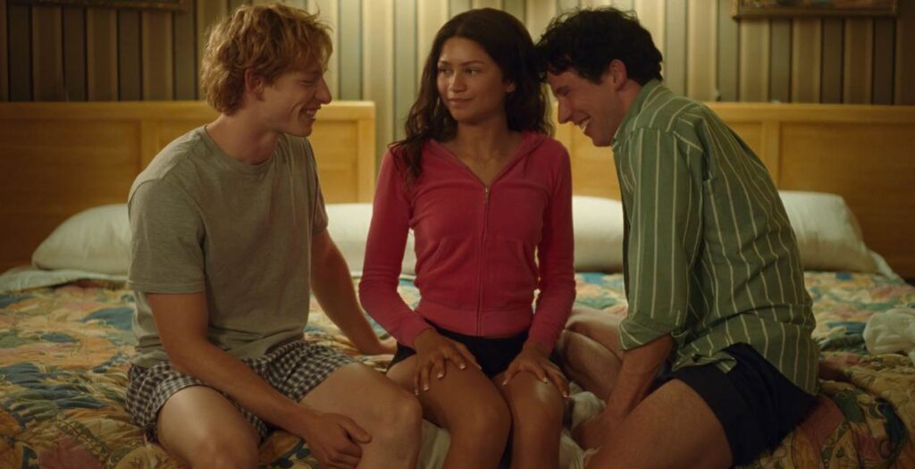 Mike Faist, Zendaya, and Jake O'Connor in Challengers