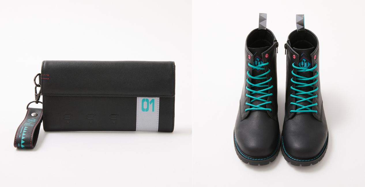 Hatsune Miku Officially Licensed Fashion Items 2 Closeup of Hatsune Miku wallet and boots