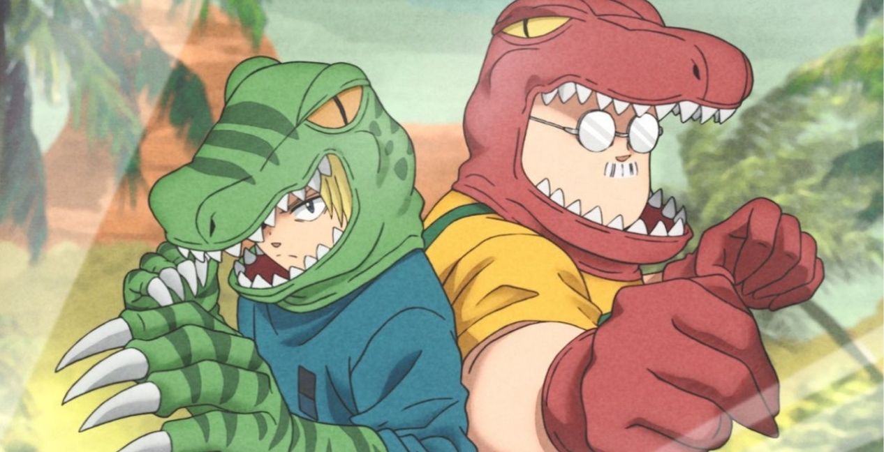 A dinosaur fight goes down in Sakamoto Days Episode 7