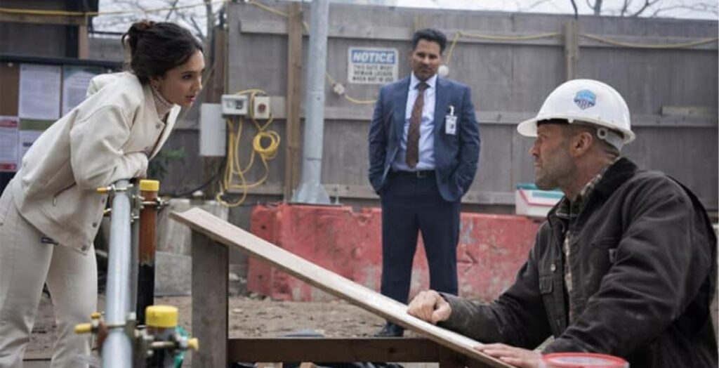 Levon, Jenny, and Joe in A Working Man (2025) 