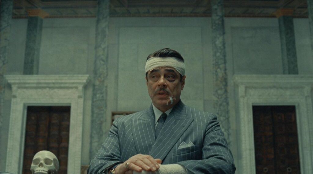 Benicio Del Toro in The Phoenician Scheme