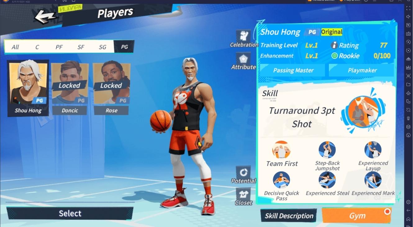 Player selection in Dunk City Dynasty