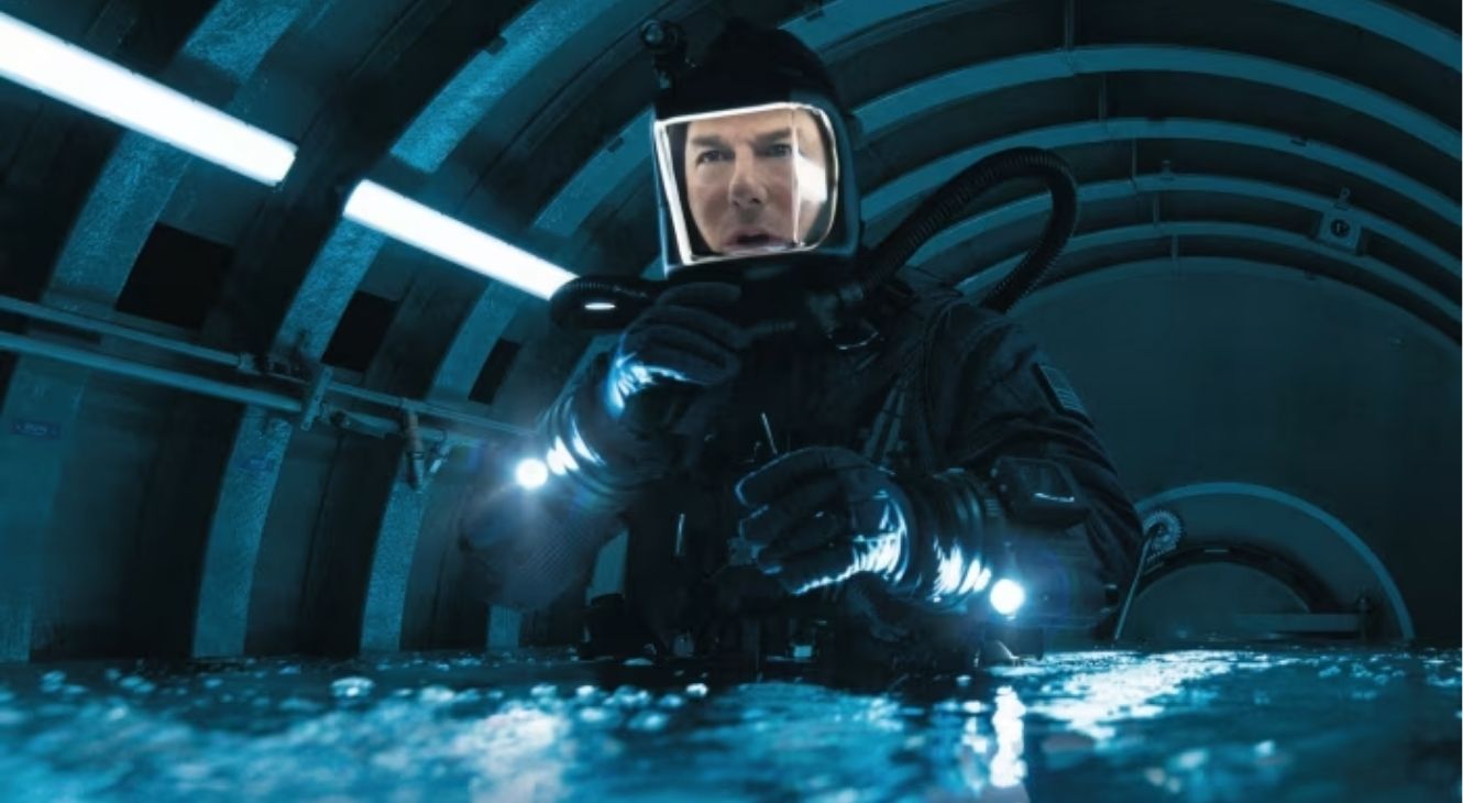 Mission: Impossible — The Final Reckoning promotional image with Tom Cruise in a submarine
