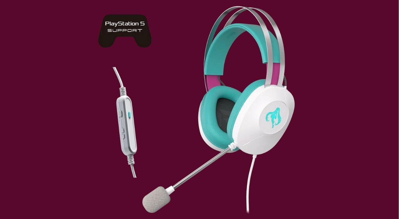 TUF Gaming x Hatsune Miku PC peripherals headset close-up promo image