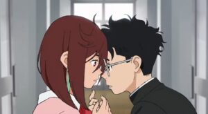 Momo and Okarun share a close moment in Dandadan