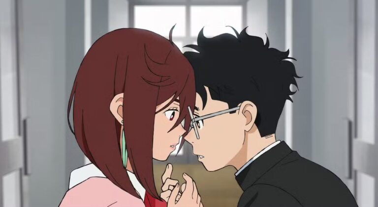 Momo and Okarun share a close moment in Dandadan