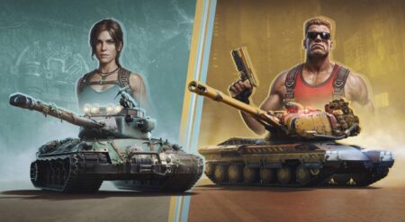 Gaming Icons Invade World of Tanks in Epic Battle Pass Special: Heroes’ Paths World of Tanks - Duke Nukem Lara Croft promotional image