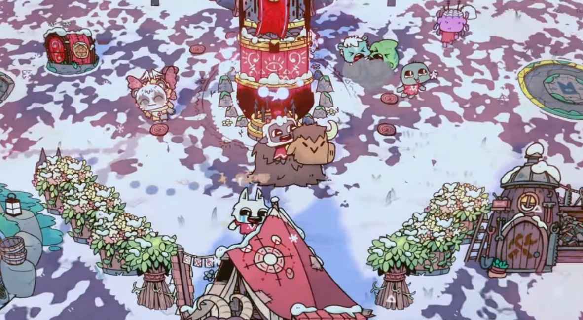 Cult of the Lamb DLC Woolhaven promotional key art from Devolver Digital