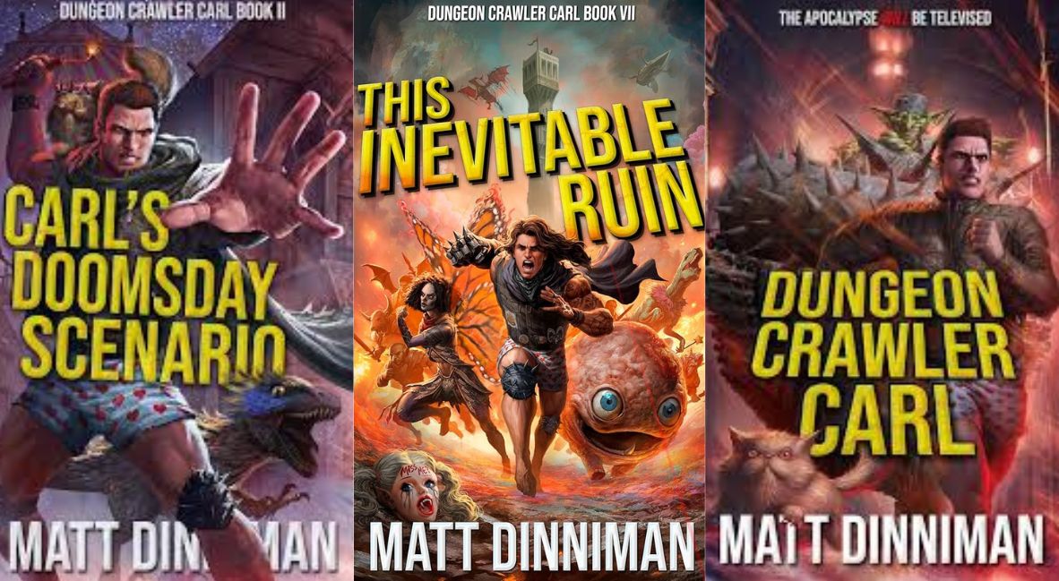 Various covers from the Dungeon Crawler Carl book series