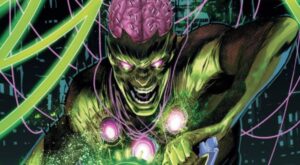 Cover of Absolute Superman Issue 11 that features an image of Brainiac