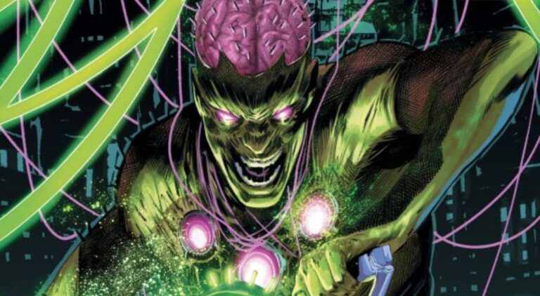 Cover of Absolute Superman Issue 11 that features an image of Brainiac