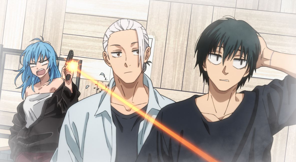 Rion, Sakamoto, and Nagumo in a flashback