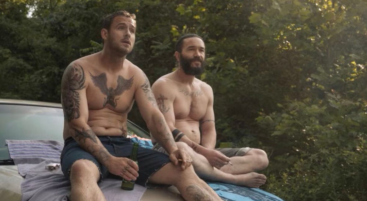 Robbie and his brother in Robbie's flashback to better days in Task Episode 4 on HBO Max