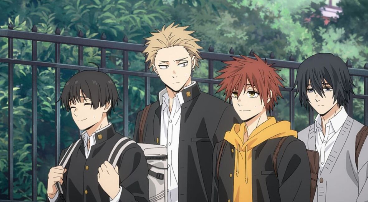 Rintaro and his friends walk to school