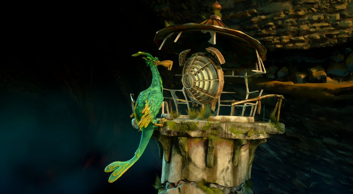 Keeper and Bird in the game Keeper from Double Fine Productions