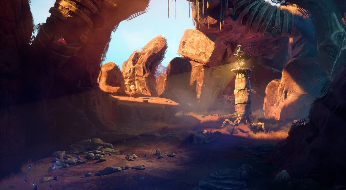 Exploring a rocky area in Keeper