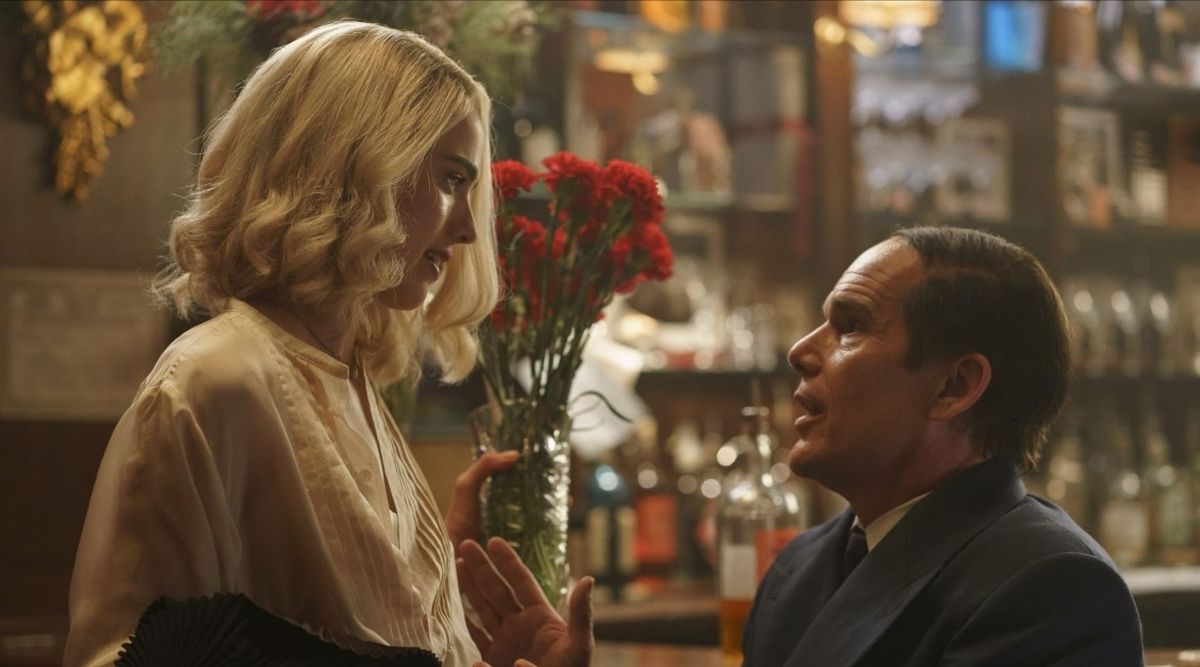 Margaret Qualley and Ethan Hawke in Blue Moon (2025)