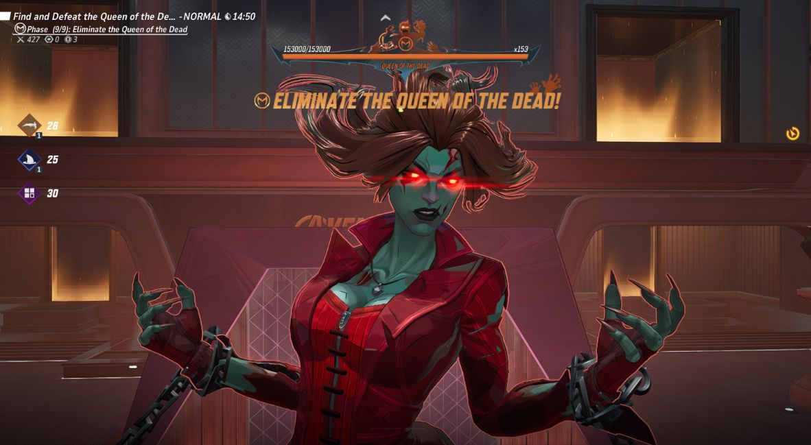 Scarlet Witch as the final boss in the Marvel Zombies mode