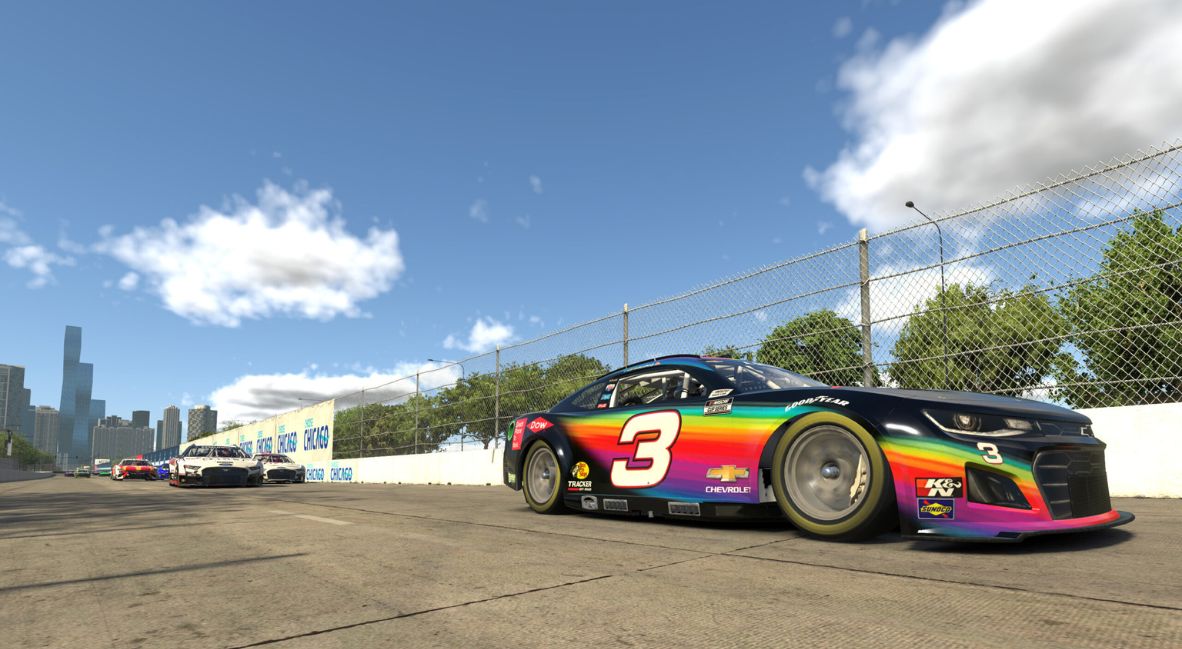 A close up of a race car in NASCAR 25