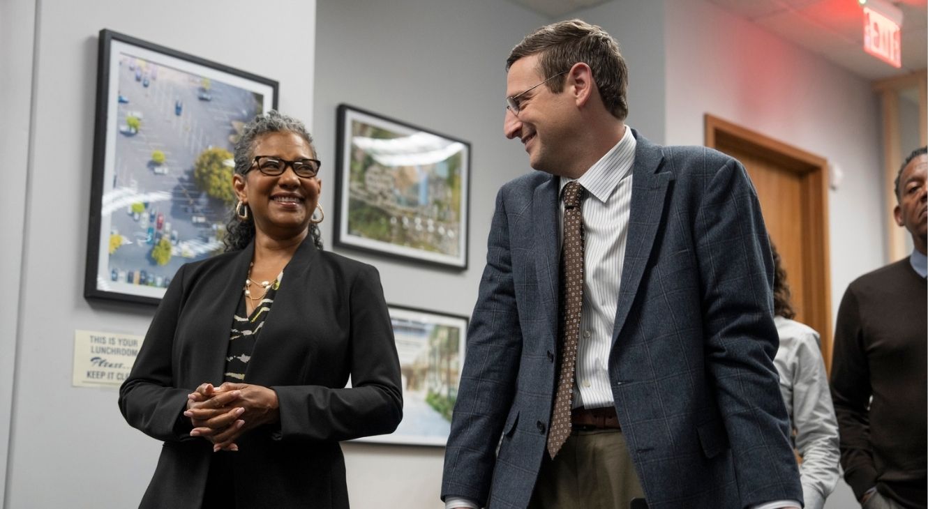 Zuleyma Guevara and Tim Robinson in The Chair Company Episode 3