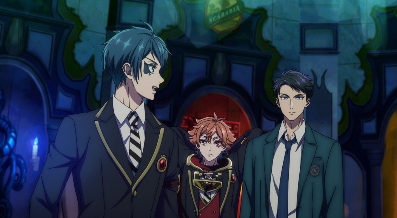 Deuce, Ace, and Yuken in Disney Twisted-Wonderland The Animation Episode 4