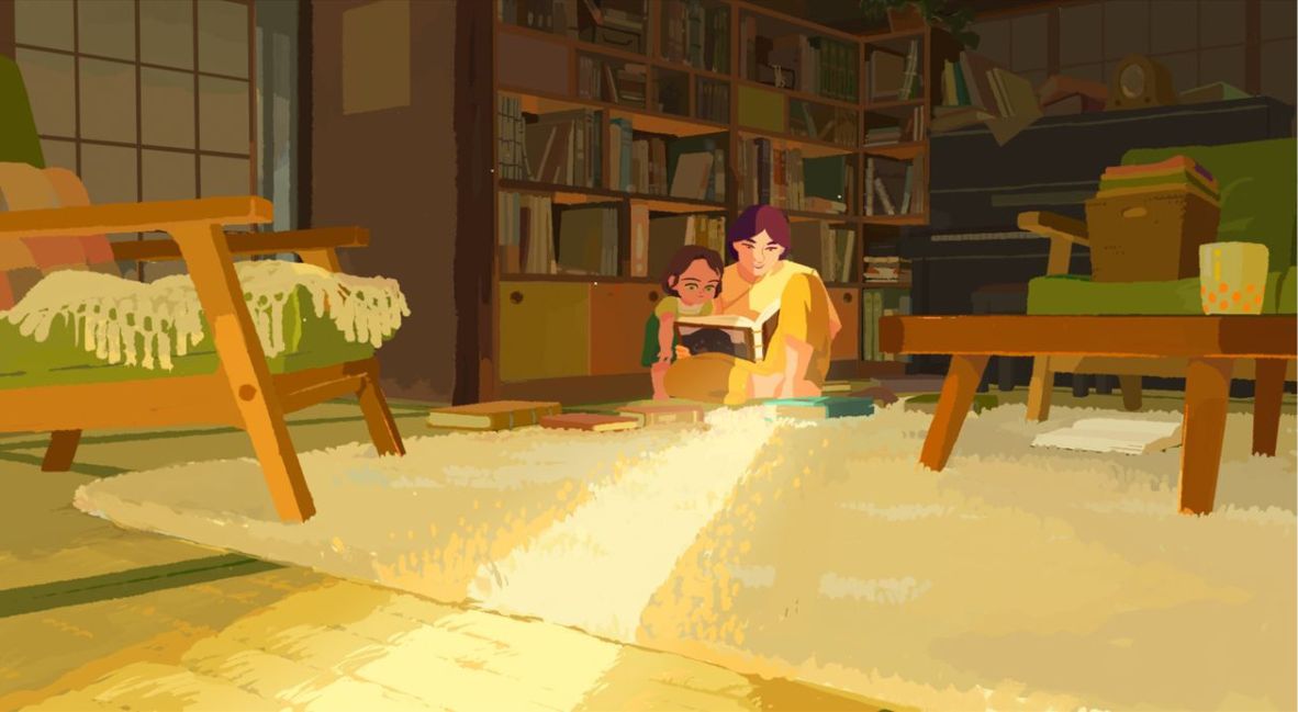 Amélie and Nishio read a book together