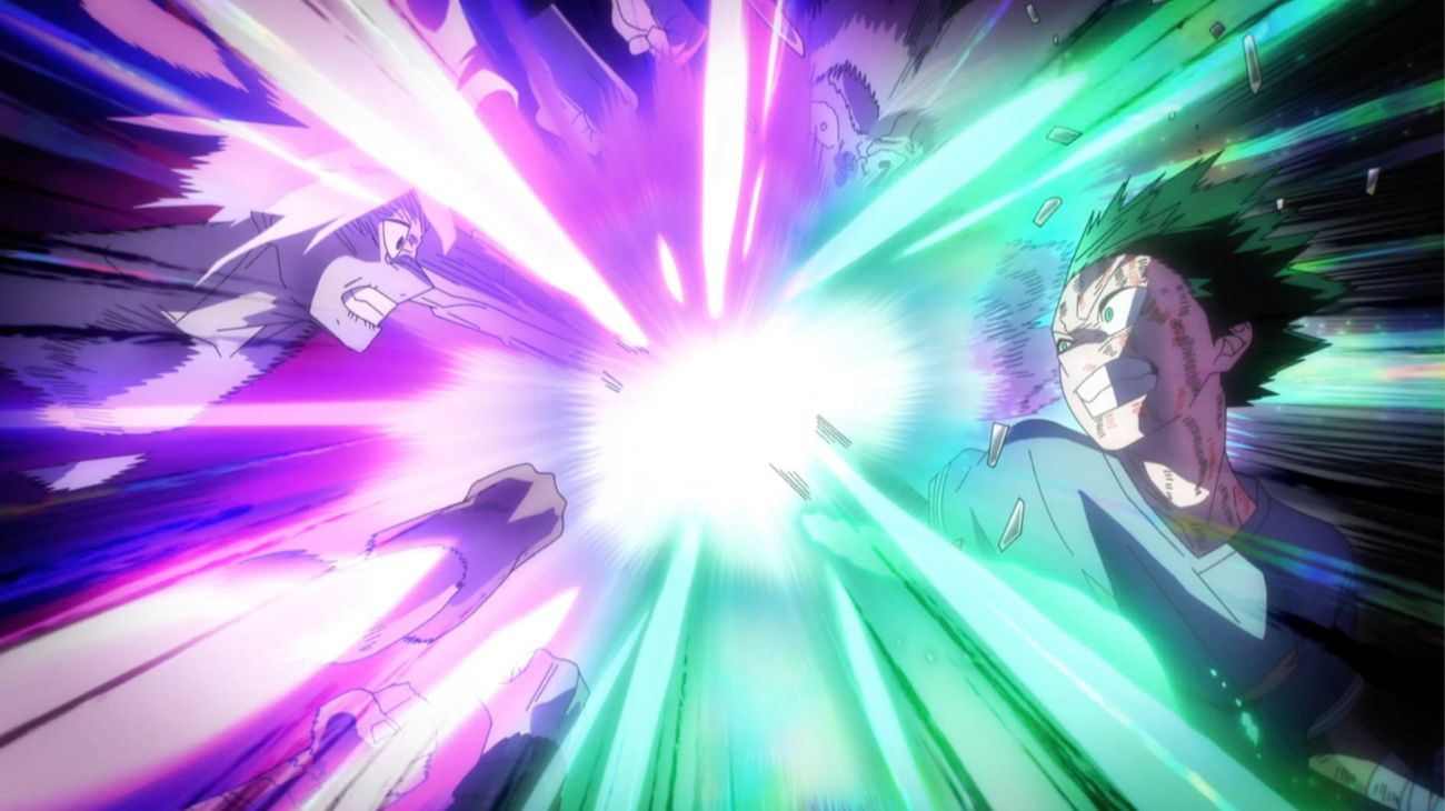 Shigaraki and Midoriya fight