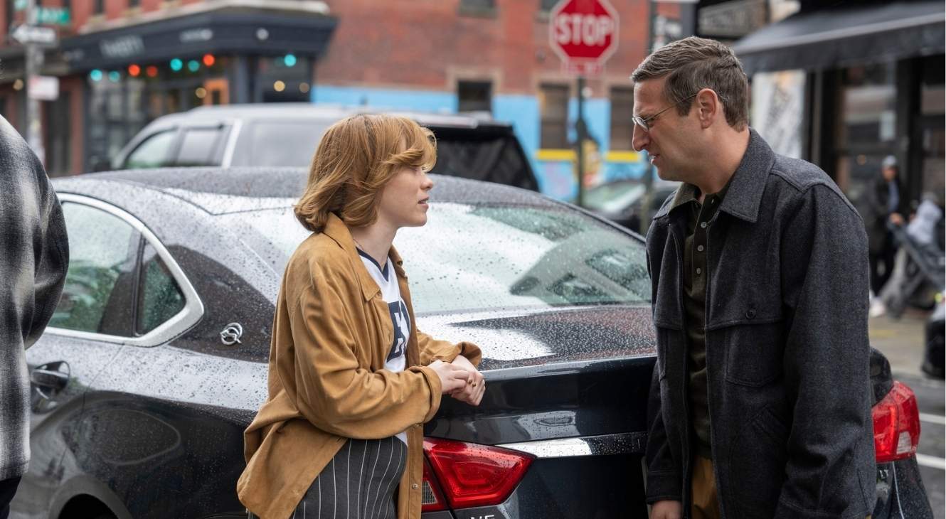 Sophia Lillis and Tim Robinson in The Chair Company Episode 5 