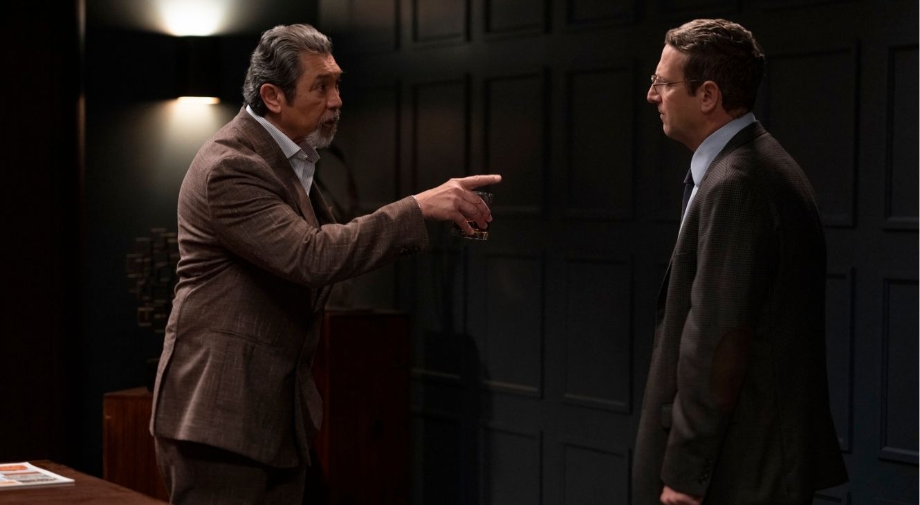 Lou Diamond Phillips and Tim Robinson in Sophia Lillis in The Chair Company Episode 6