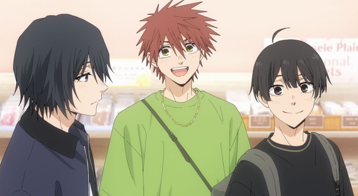 Saku, Shohei, and Ayato stand together 