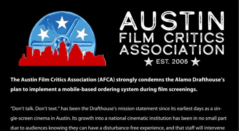 Austin Film Critics Association Condemns New Mobile-Based Ordering System At Alamo Drafthouse Austin Film Critics Association Drafthouse Statement