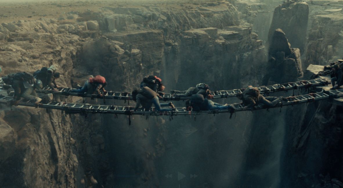 Greenland 2: Migration promotional image with Morena Baccarin and Gerard Butler