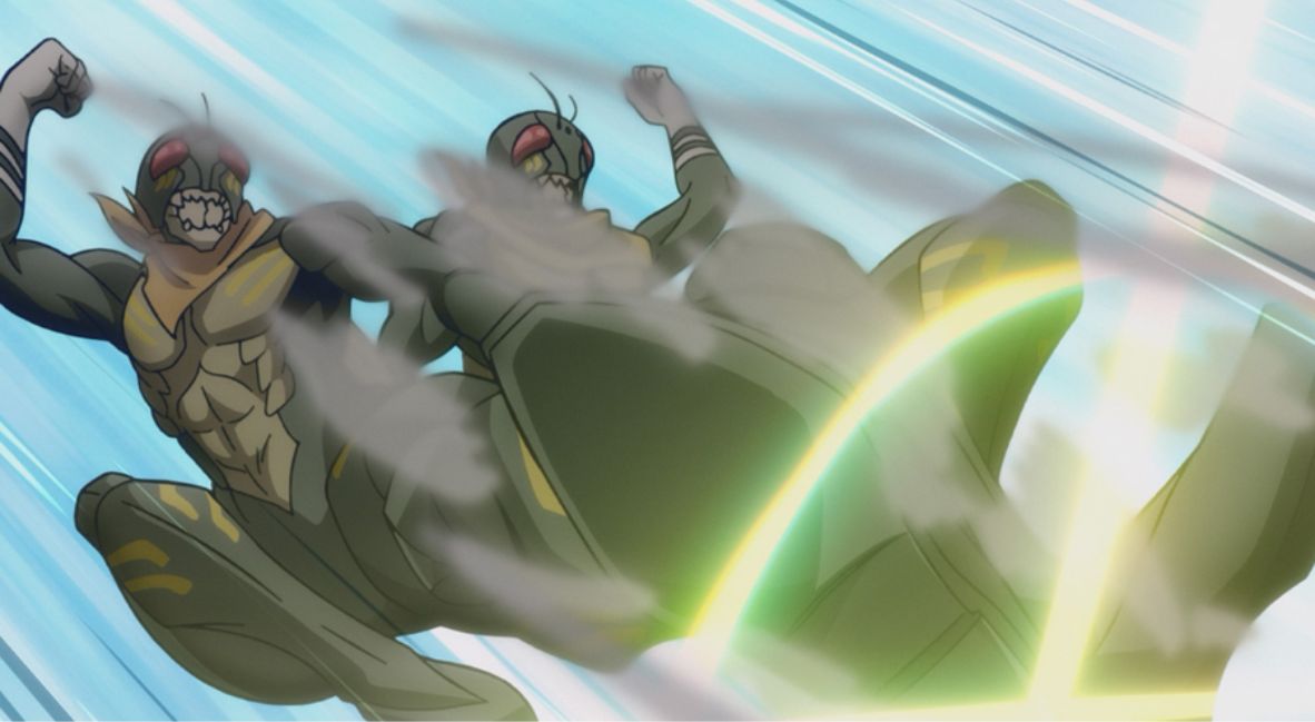 The Hotta Brothers transform into their grasshopper forms