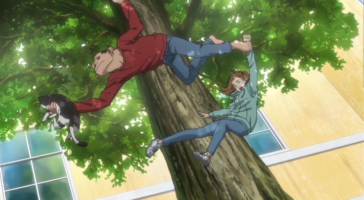 Charlie scrambling to save the cat and Lucy in The Darwin Incident Episode 1