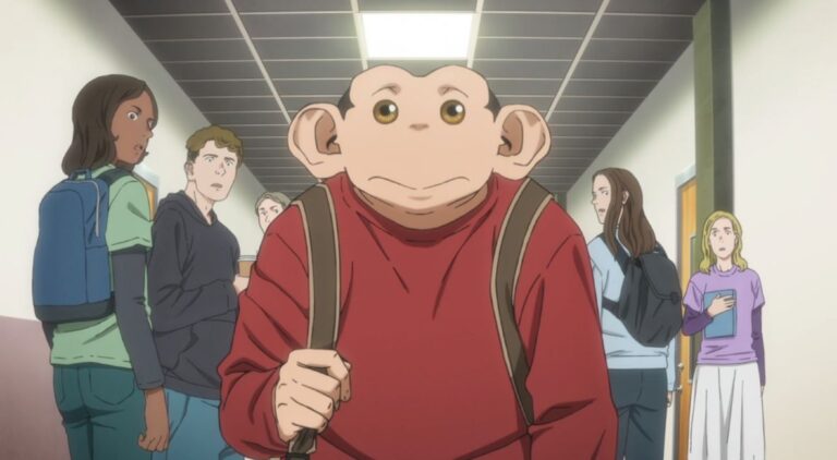 REVIEW: ‘The Darwin Incident’ Episode 1 — “Humanzee” Charlie entering school in The Darwin Incident Episode 1