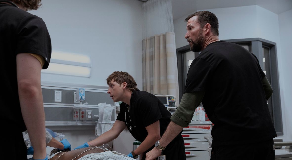 Dr. Whitaker and Dr. Robby in The Pitt Season 2 Episode 4