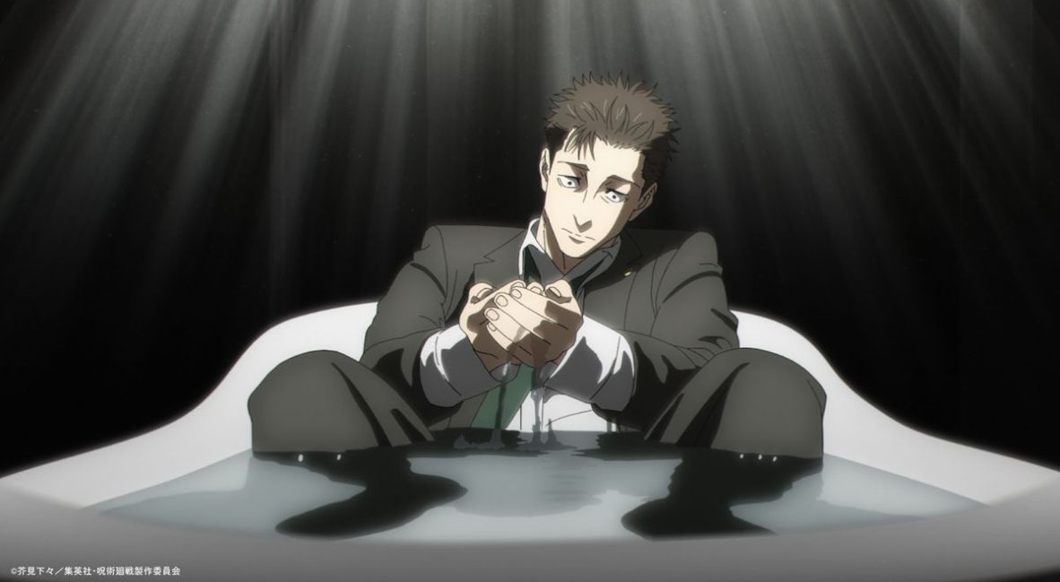 REVIEW: 'Jujutsu Kaisen' Season 3 Episode 8 - "Tokyo No. 1 Colony, Part 2" 3 Higuruma sits in a bathtub