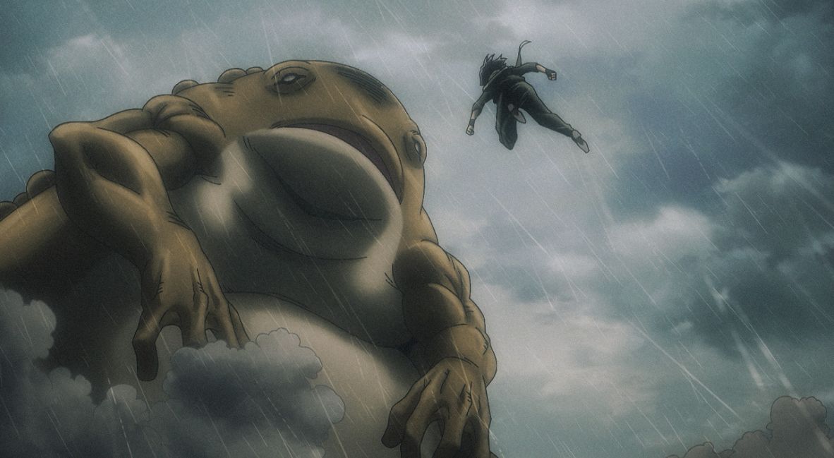 Aizawa faces down the villain Garvey