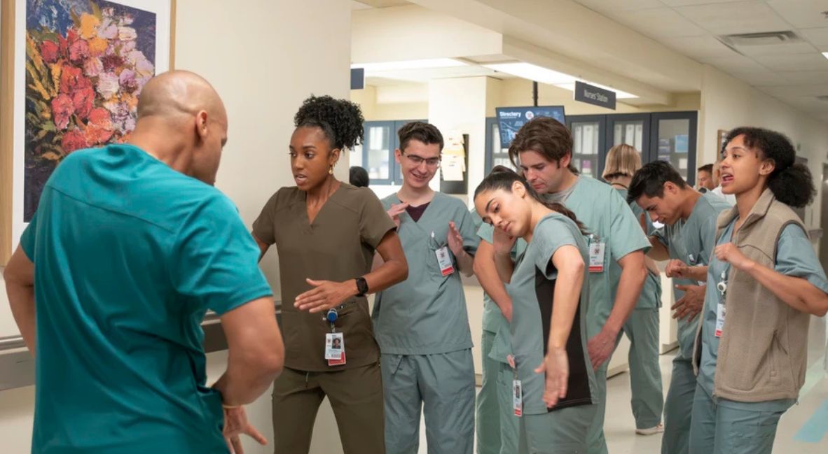 Turk interacts with his medical interns