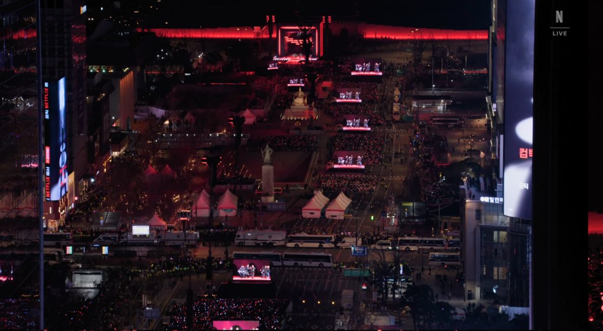 BTS THE COMEBACK LIVE ARIRANG still from Netflix.