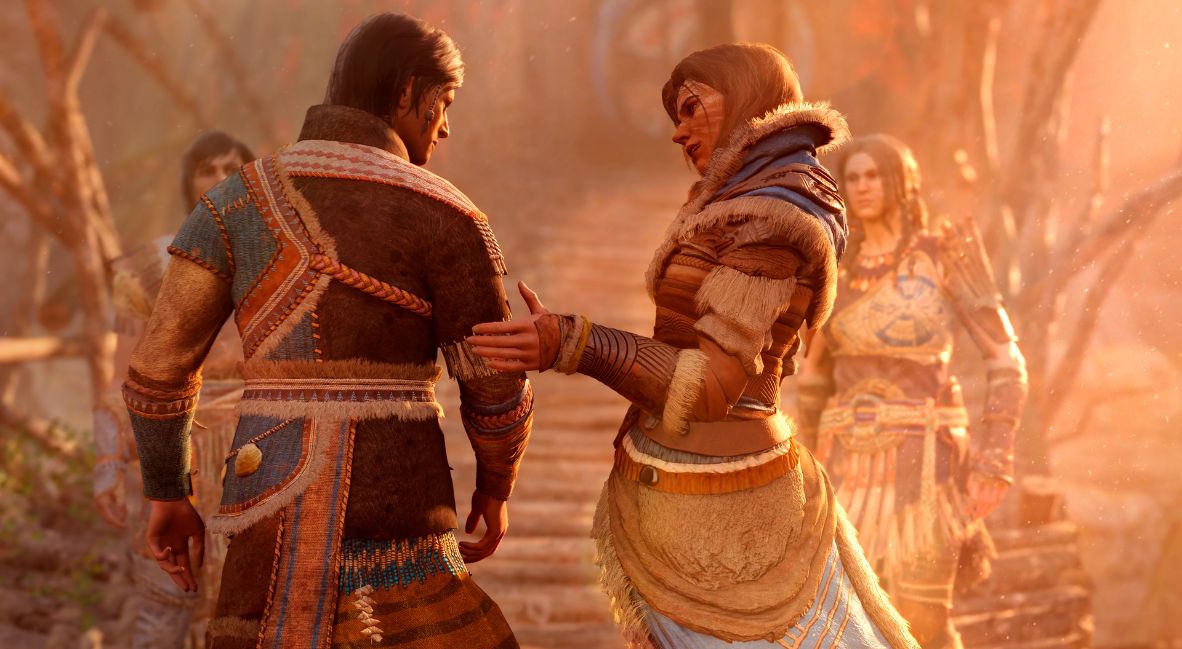 Characters conversing in Greedfall: The Dying World