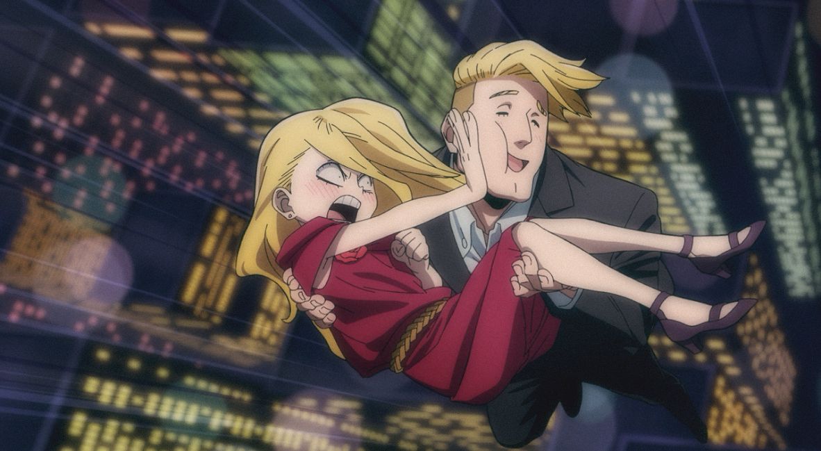 Captain Celebrity flies with Pamela in his arms