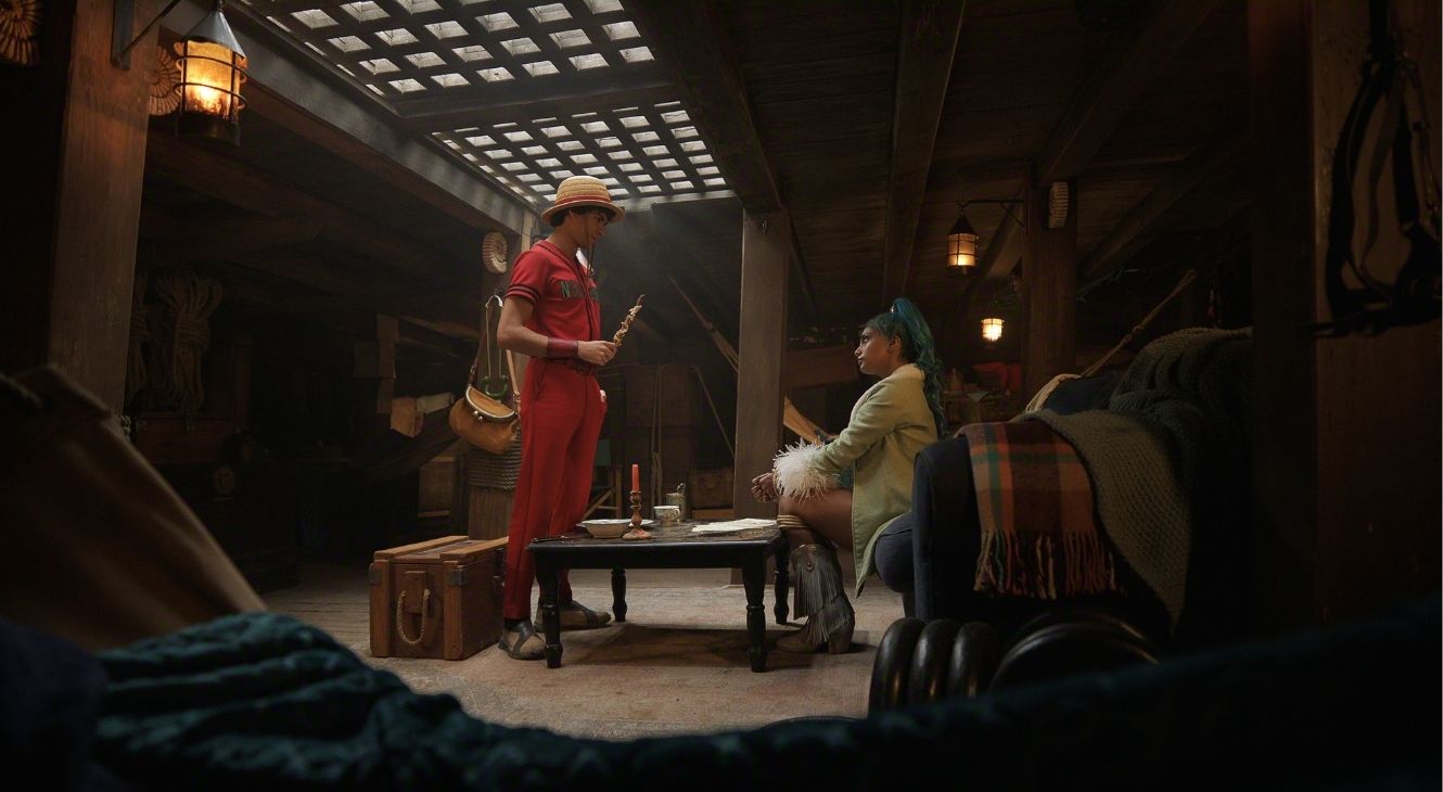 Iñaki Godoy and Charithra Chandran in One Piece Season 2