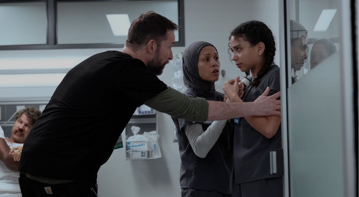 Robby, Perlah, and Emma in The Pitt Season 2 Episode 12