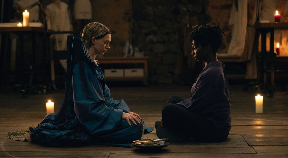 Anne Hathaway and Michaela Coel as Mother Mary and Sam