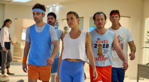 Drew Tarver, Kate Hudson, and Scott MacArthur in Running Point Season 2