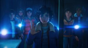 Eleven and the gang in Stranger Things: Tales From '85